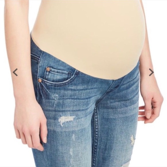 Indigo Blue Skinny Distressed Maternity Jeans - Picture 1 of 5